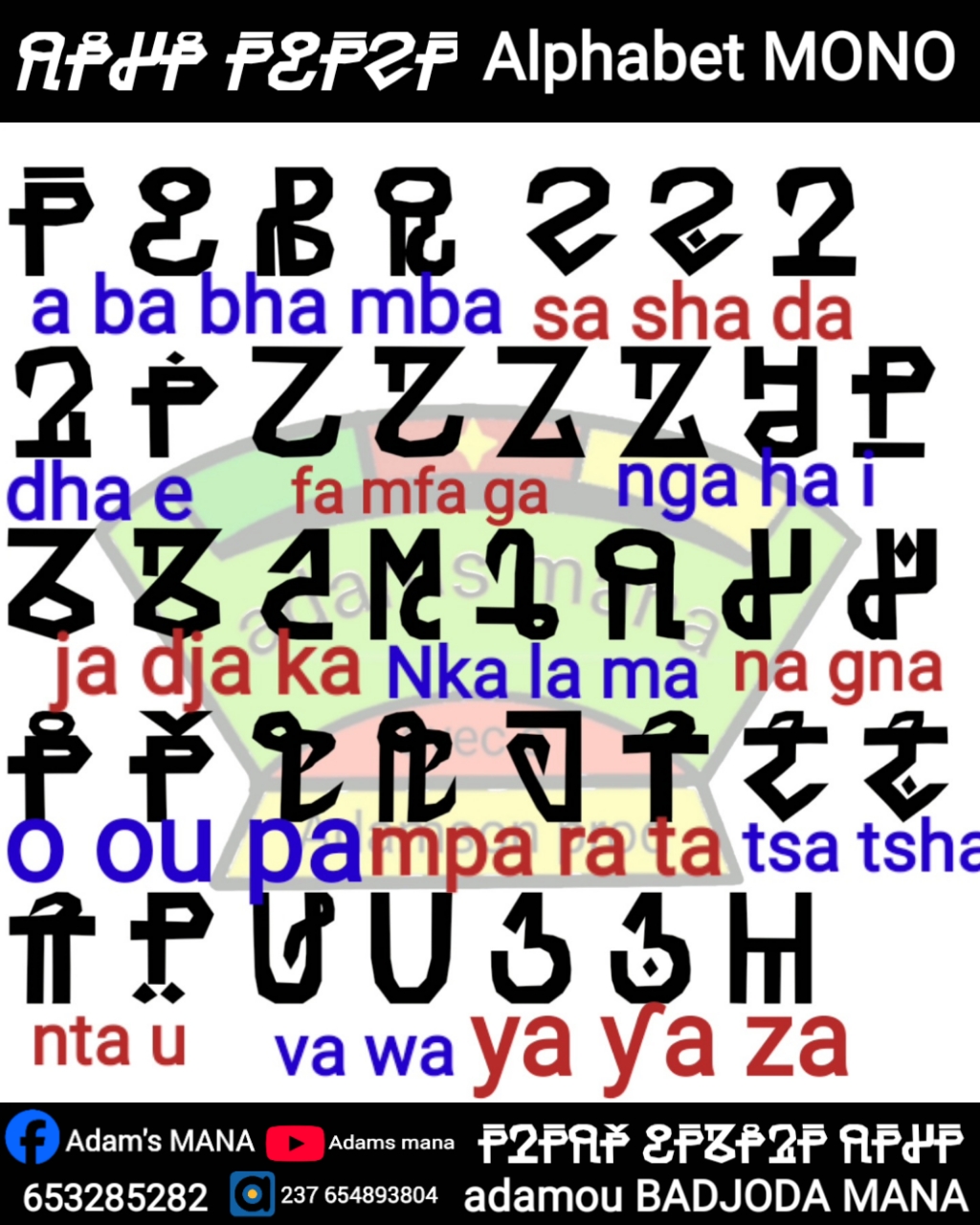Tableau de l'Alphabet MONO avec correspondances phonétiques